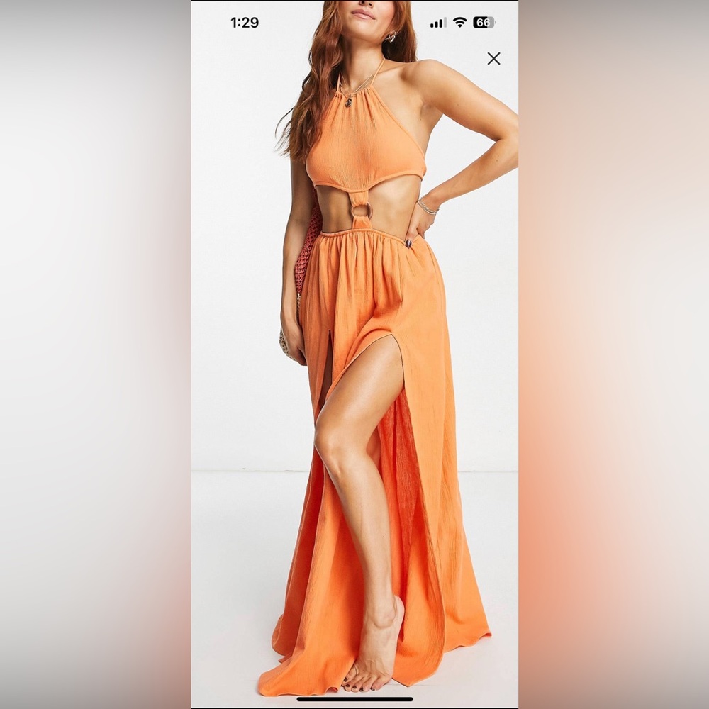 Orange Cutout Maxi Dress